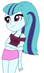 Size: 566x927 | Tagged: safe, artist:altimos0023, sonata dusk, equestria girls, belly button, clothes, cute, midriff, miniskirt, off shoulder, short shirt, simple background, skirt, smiling, solo, sonatabetes, transparent background