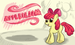 Size: 2000x1200 | Tagged: safe, artist:malamol, apple bloom, earth pony, pony, female, filly, simple background, solo, white background