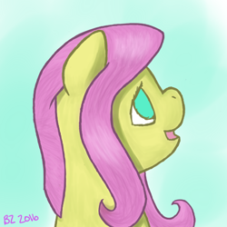 Size: 512x512 | Tagged: safe, artist:x-bond-of-flame-x, fluttershy, pegasus, pony, bust, looking up, open mouth, profile, simple background, solo