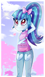 Size: 1024x1746 | Tagged: safe, artist:vixelzf, sonata dusk, equestria girls, bag, clothes, cute, pants, smiling, solo, sonatabetes