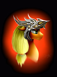 Size: 3104x4192 | Tagged: safe, artist:skitsroom, applejack, earth pony, pony, bust, headgear, helmet, portrait, solo