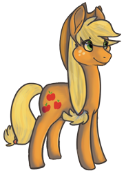 Size: 536x731 | Tagged: safe, artist:baisre, applejack, earth pony, pony, applejack's hat, blonde, blonde mane, blonde tail, female, green eyes, mare, orange coat, solo