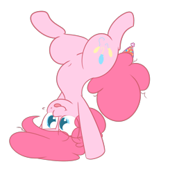 Size: 1280x1308 | Tagged: safe, artist:mr-degration, pinkie pie, earth pony, pony, belly button, silly, silly pony, simple background, solo, tongue out, transparent background, upside down