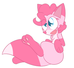 Size: 1280x1174 | Tagged: safe, artist:mr-degration, pinkie pie, fox, chest fluff, cute, heart eyes, open mouth, simple background, solo, species swap, transparent background, wingding eyes