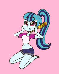 Size: 1200x1500 | Tagged: safe, artist:khuzang, sonata dusk, equestria girls, rainbow rocks, :t, belly button, clothes, cute, drool, eating, food, heart eyes, midriff, popsicle, short shirt, simple background, smiling, solo, wingding eyes