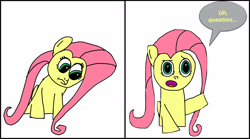 Size: 2301x1277 | Tagged: safe, artist:employeeamillion, fluttershy, pegasus, pony, 1000 years in photoshop, newbie artist training grounds, photoshop touch, reaction image, story included
