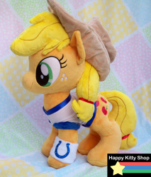 Size: 900x1055 | Tagged: safe, artist:queenbeeplush, applejack, american football, indianapolis colts, irl, nfl, photo, plushie, solo, super bowl, super bowl xlix