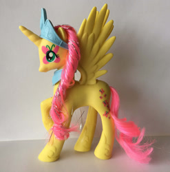 Size: 1583x1599 | Tagged: safe, fluttershy, alicorn, pony, bootleg, brushable, fluttercorn, irl, photo, race swap, solo, toy
