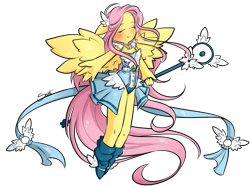 Size: 1200x892 | Tagged: safe, artist:secret-pony, fluttershy, anthro, ambiguous facial structure, magical girl, solo