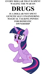 Size: 640x1021 | Tagged: safe, derpibooru import, twilight sparkle, twilight sparkle (alicorn), alicorn, happy, text, war on drugs