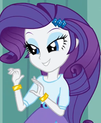 Size: 2560x3110 | Tagged: safe, screencap, rarity, equestria girls, bracelet, cropped, female, jewelry, lidded eyes, smiling, solo