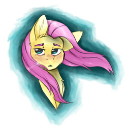 Size: 794x800 | Tagged: safe, artist:emolivz, fluttershy, pegasus, pony, bust, colored eyebrows, lidded eyes, looking away, open mouth, portrait, solo, unamused, windswept mane