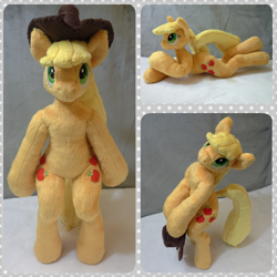 Size: 1080x1080 | Tagged: safe, artist:gunbunny-haruko, applejack, anthro, anthro plushie, arm hooves, commission, irl, photo, plushie, solo