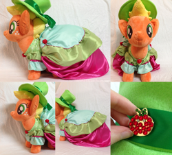 Size: 1432x1296 | Tagged: safe, artist:tori-to-pelloneus, applejack, make new friends but keep discord, clothes, dress, gala dress, irl, photo, plushie, solo