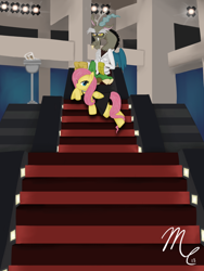 Size: 900x1200 | Tagged: safe, artist:sunsetsovereign, discord, fluttershy, pegasus, pony, clothes, dress, gideon graves, scott pilgrim vs the world