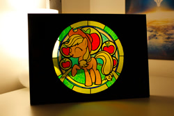 Size: 1024x683 | Tagged: safe, artist:snip-it, applejack, craft, irl, photo, solo, stained glass