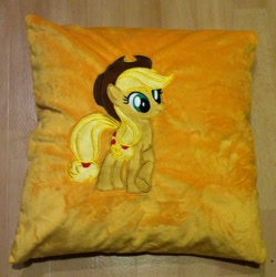 Size: 680x684 | Tagged: safe, artist:graythezebra, applejack, earth pony, pony, craft, embroidery, photo, pillow, solo