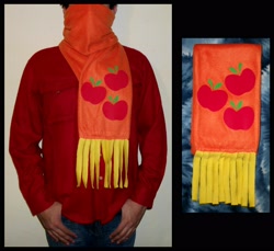 Size: 2904x2664 | Tagged: safe, artist:psicoelnisi, applejack, human, clothes, craft, irl, irl human, photo, scarf