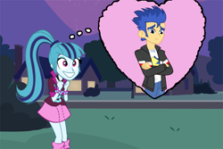 Size: 750x500 | Tagged: safe, artist:themexicanpunisher, flash sentry, sonata dusk, equestria girls, male, senata, shipping, straight