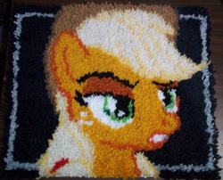 Size: 800x646 | Tagged: safe, artist:ndfan1993, applejack, craft, irl, photo, rug, solo