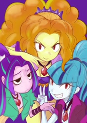 Size: 1983x2806 | Tagged: safe, artist:manmaru00, adagio dazzle, aria blaze, sonata dusk, equestria girls, rainbow rocks, nail polish, peace sign, pixiv, the dazzlings