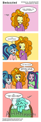 Size: 700x2088 | Tagged: safe, artist:goddessgoodra, adagio dazzle, aria blaze, sonata dusk, oc, oc:penora melody, comic:bedazzled, equestria girls, comic, cute, dialogue, the dazzlings