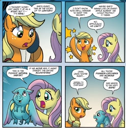 Size: 1309x1326 | Tagged: safe, artist:tonyfleecs, idw, applejack, fluttershy, earth pony, pegasus, pigasus, pony, spoiler:comic, spoiler:comicff23, cute, starry eyes, stars, wingding eyes