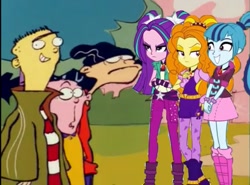 Size: 964x713 | Tagged: safe, adagio dazzle, aria blaze, sonata dusk, equestria girls, crossover, dazzle-eds, double d, ed, ed edd n eddy, edd, eddy, pop goes the ed, the dazzlings, the eds