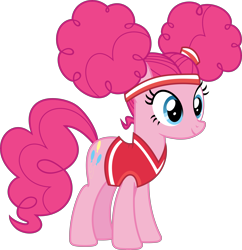 Size: 6997x7214 | Tagged: safe, artist:pink1ejack, pinkie pie, earth pony, pony, buckball season, absurd resolution, alternate hairstyle, bottomless, clothes, cute, diapinkes, female, inkscape, partial nudity, pigtails, pinktails pie, simple background, smiling, solo, that was fast, transparent background, vector