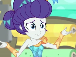 Size: 959x720 | Tagged: safe, screencap, rarity, better together, equestria girls, rollercoaster of friendship, bare shoulders, carousel dress, faic, female, lip bite, rarara