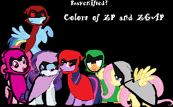 Size: 425x263 | Tagged: artist needed, safe, derpibooru import, applejack, fluttershy, pinkie pie, rainbow dash, rarity, twilight sparkle, earth pony, pegasus, pony, unicorn, 1000 hours in ms paint, angry, black background, cloak, clothes, colors of zalgo pagie and zalgressa pagie, cute, derp, diapinkes, gray eyes, green eyes, happy, joy, lazy, light purple eyelashes, light purple eyes, normal, paranoia, paranoid, pink eyes, rage, raven (teen titans), ravenified, red eyes, sad, shyabetes, simple background, smiling, text, timid, twilight is not amused