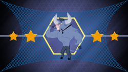 Size: 1920x1080 | Tagged: safe, artist:laszlvfx, artist:lolke12, derpibooru import, edit, iron will, minotaur, necktie, solo, stars, thumbs up, vector, wallpaper, wallpaper edit