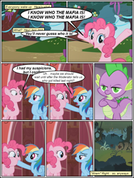 Size: 600x800 | Tagged: safe, artist:dragontrainer13, artist:newbiespud, derpibooru import, edit, edited screencap, screencap, pinkie pie, rainbow dash, earth pony, pegasus, pony, collaboration, comic:friendship is dragons, annoyed, comic, crossed arms, dialogue, female, happy, hoof in mouth, male, mare, screencap comic, slit eyes, smiling