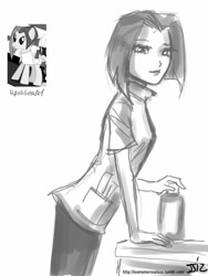 Size: 610x813 | Tagged: safe, artist:johnjoseco, human, black and white, grayscale, hairspray, humanized, monochrome