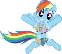 Size: 1794x1585 | Tagged: safe, artist:frownfactory, derpibooru import, rainbow dash, parasprite, pegasus, pony, swarm of the century, .svg available, parasprite bikini, simple background, solo, svg, transparent background, vector, wings