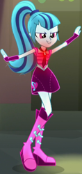 Size: 209x443 | Tagged: safe, screencap, sonata dusk, equestria girls, rainbow rocks, boots, clothes, fingerless gloves, gloves, high heel boots, jewelry, necktie, pendant, ponytail, raised leg, skirt, solo, welcome to the show