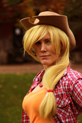 Size: 1024x1536 | Tagged: safe, artist:saunamaku, applejack, human, clothes, cosplay, costume, irl, irl human, photo