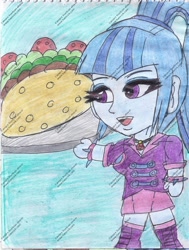 Size: 1796x2376 | Tagged: safe, artist:carlos1976, sonata dusk, equestria girls, food, solo, sonataco, taco, traditional art, watermark