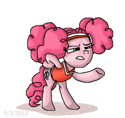 Size: 496x467 | Tagged: safe, artist:mojo1985, pinkie pie, earth pony, pony, buckball season, bottomless, clothes, partial nudity, pinktails pie