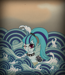 Size: 1300x1500 | Tagged: safe, artist:lazerblues, sonata dusk, equestria girls, collar, eye scar, scar, solo, tattoo