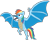 Size: 1873x1515 | Tagged: safe, artist:supersamyoshi, derpibooru import, rainbow dash, kaiju, crossover, female, fusion, godzilla (series), kaijufied, open beak, rodan, simple background, solo, species swap, spread wings, transparent background, wings