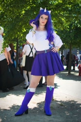 Size: 1365x2048 | Tagged: safe, artist:vjwcosplay, rarity, human, equestria girls, belt, boots, clothes, cosplay, costume, female, high heel boots, irl, irl human, photo, shoes, skirt