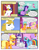 Size: 612x792 | Tagged: safe, artist:newbiespud, derpibooru import, edit, edited screencap, screencap, applejack, fluttershy, pinkie pie, prince blueblood, rainbow dash, rarity, twilight sparkle, unicorn twilight, earth pony, pegasus, pony, unicorn, comic:friendship is dragons, annoyed, bipedal, book, comic, dialogue, female, freckles, grin, jumping, male, mane six, manicure, mare, raised hoof, screencap comic, sitting, smiling, stallion, towel, trampoline, worried