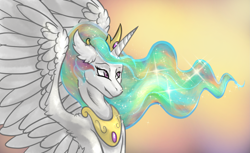 Size: 4069x2483 | Tagged: safe, artist:goldengriffiness, princess celestia, alicorn, pony, comic:solace, simple background, solo