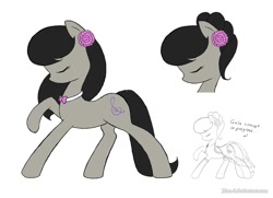 Size: 900x650 | Tagged: safe, artist:jdan-s, octavia melody, earth pony, pony, alternate hairstyle, eyes closed, flower in hair, pretty, raised hoof, solo