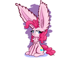 Size: 2500x2000 | Tagged: safe, artist:heir-of-rick, pinkie pie, earth pony, pony, big ears, chest fluff, fluffy, impossibly large ears, sitting, solo