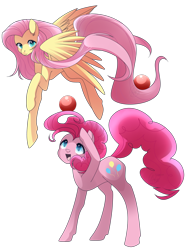 Size: 900x1208 | Tagged: safe, artist:haydee, fluttershy, pinkie pie, earth pony, pegasus, pony, buckball season, flying, simple background, transparent background