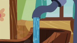 Size: 720x404 | Tagged: safe, screencap, fluttershy, philomena, pegasus, phoenix, pony, a bird in the hoof, animated, bath, feather, gif, hot water, inflation, water, water inflation