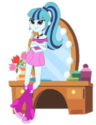 Size: 465x604 | Tagged: safe, artist:berrypunchrules, sonata dusk, equestria girls, rainbow rocks, crossed arms, flower, flower vase, jewelry, mirror, pendant, simple background, solo, transparent background