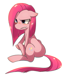 Size: 1080x1280 | Tagged: safe, artist:91o42, artist:akainu_pony, pinkie pie, earth pony, pony, angry, blushing, pinkamena diane pie, simple background, solo, white background